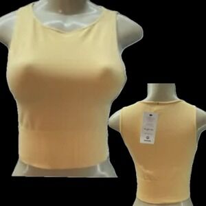 Avocado L/XL Seamless Crop Top Yellow Marigold Sleeveless Ribbed Activewear